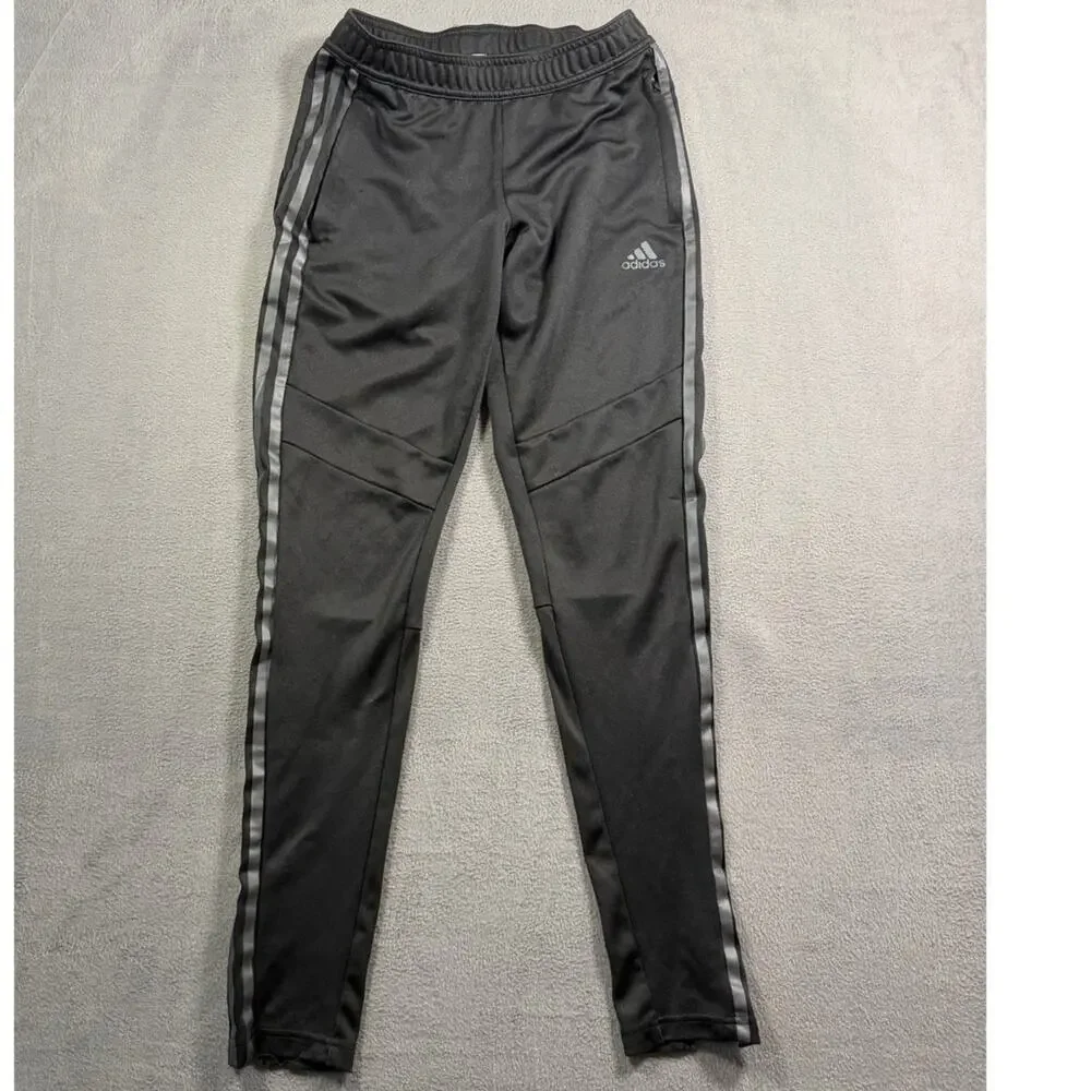 Adidas Men's XS Black Gray 3-Stripe Tiro Soccer Tapered Athletic Track Pants